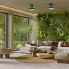 A modern living room with a vertical garden wall, large windows, and contemporary furniture. Produktbild-Vorschau