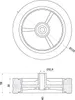 Technical drawing of a wheel with dimensions. Náhľad obrázku produktu