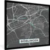 MuchoWow® Gerahmtes Poster Böblingen - Stadtplan - Blau - Produktbild-Vorschau 1