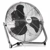 A chrome-plated electric fan with black blades. Podgląd zdjęcia produktu