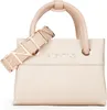 A beige Valentino handbag with gold accents and a detachable strap with the brand name. Podgląd zdjęcia produktu