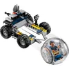 A LEGO Jurassic World Carnotaurus Gyrosphere Escape set is shown with the vehicle and a Gyrosphere with a minifigure inside. Produktbild-Vorschau