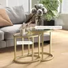 HOMCOM Couchtisch rund 2er Set Stapelbarer Beistelltisch Produktbild-Vorschau 5