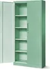 An opened metal storage cabinet with multiple shelves. Podgląd zdjęcia produktu