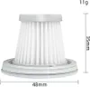 A close-up view of a white vacuum cleaner filter with dimensions and weight indicated by text. Produktbild-Vorschau