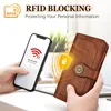 TEUEN Damen Geldbörse Leder RFID Lang Portemonnaie Vintage Produktbild-Vorschau 5