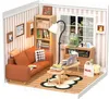 A miniature dollhouse living room scene with furniture, decor, and a window view. Anteprima dell’immagine prodotto