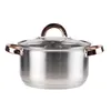 A stainless steel pot with gold-colored handles and a glass lid, shown against a white background. Náhľad obrázku produktu