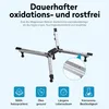 A product image showing shower tray feet with descriptive text and icons highlighting features. Produktbild-Vorschau