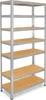 A tall, six-shelf metal storage rack with wooden shelves, shown against a white background. Anteprima dell’immagine prodotto