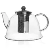 A clear glass teapot with a metal infuser and lid, presented on a white background. Produktbild-Vorschau