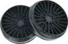Two black circular carbon filters for a range hood, presented side-by-side. Produktbild-Vorschau