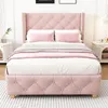 Boxspringbed 90x200 cm in roze kleur, met lattenbodem, Productafbeelding-voorbeeld 5