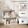 A white wooden shelf unit with various items on display, next to a bed. Anteprima dell’immagine prodotto