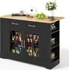 Merax Mobile Kücheninsel 120 cm mit Glastüren und offene Produktbild-Vorschau 12