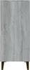 A close-up, front view of a gray wood-grain textured sideboard with dark brown legs. Produktbild-Vorschau