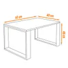 A line drawing of a coffee table with dimensions indicated by orange arrows and text. Produktbild-Vorschau