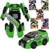 A collage of a green robot toy in robot and car form, along with smaller images of other robot toys in their packaging. Produktbild-Vorschau