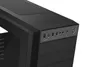 Close-up view of the front panel of a black computer case, showing USB ports and power button. Produktbild-Vorschau