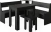 A black corner bench dining set with a table and stool on a white background. Náhled obrázku produktu