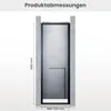 A diagram showing the dimensions of a shower door, with text indicating product measurements. Voir les images du produit
