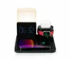 A multi-functional charging station with a clock, lamp, phone charger, and watch/earbud charger. Voir les images du produit