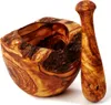Mörser und Stößel aus Olivenholz in Naturoptik 16 cm Produktbild-Vorschau 4