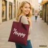 Huuraa Jutebeutel Be Happy Schriftzug 10 Liter Burgundy Produktbild-Vorschau 2