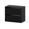 A black, modern cabinet with two drawers against a white background. Produktbild-Vorschau
