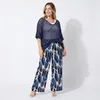 Sommerhose Damen Palazzohose Allover Print Blautöne Produktbild-Vorschau 3