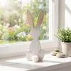 Hase mit Wuschel Holz weiß 19,5 cm Produktbild-Vorschau 3