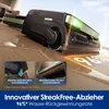 A wet/dry vacuum cleaner is shown cleaning a wooden floor, with inset images highlighting its features. Produktbild-Vorschau