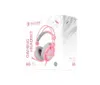 A pink and gray gaming headset is shown on its packaging, which features a stylized white wolf illustration. Produktbild-Vorschau