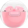A pair of pink wireless earbuds in a clear charging case. Náhľad obrázku produktu