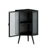 80CM Boden Eckschrank, Schwarz, 2 Ebenen mit Glastüren & Produktbild-Vorschau 9