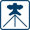 A blue icon of a laser measuring device on a tripod, set against a white background within a rounded square border. Voir les images du produit