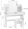 SONNI Schminktisch weiß mit hocker und 3 Farbiger LED Lampe Produktbild-Vorschau 7