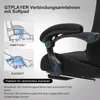 Close-up of a black office chair armrest with diagrams illustrating its use in different scenarios. Anteprima dell’immagine prodotto