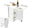 A white folding dining table with shelves and accessories. Produktbild-Vorschau