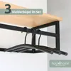 A close-up shot of three black hangers hanging from a black metal rack, with a wooden shelf above. Produktbild-Vorschau