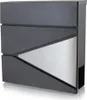 A modern, angular mailbox with a graphite gray finish and a silver accent panel. Produktbild-Vorschau