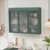 Wandschrank 90x20x70 cm Dunkelgruen 3-tueriger Glas + Produktbild-Vorschau 5