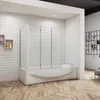 A modern bathroom with a bathtub and a glass shower enclosure. Produktbild-Vorschau