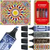A collage of images showing a decorative pattern, a box of Stabilo BOSS x Dolce&Gabbana highlighters, and individual highlighters with various patterns. Voir les images du produit