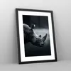 Gerahmtes Poster - Schwarzer Rahmen - Nashorn Schwarzweiß Produktbild-Vorschau 8