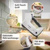 A Bosch hand mixer is shown on a kitchen counter with various close-up shots highlighting its features. Produktbild-Vorschau