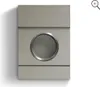 A modern mailbox made of brushed stainless steel with a circular opening and LED light. Produktbild-Vorschau