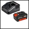 A black battery charger and a black and red battery pack are shown against a white background. Náhled obrázku produktu