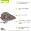 A pile of granular material next to descriptive text and a logo. Produktbild-Vorschau