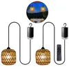 Boho-Stil Rattan Pendellampe im 2er Pack,Kabellos mit Produktbild-Vorschau 1